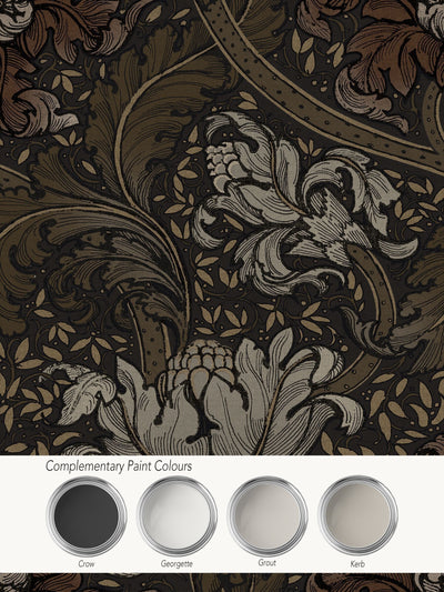 Next Laurence Llewelyn-Bowen Morris Major Floral Print Bronze Brown Wallpaper 10m- Buy online at McGrocer