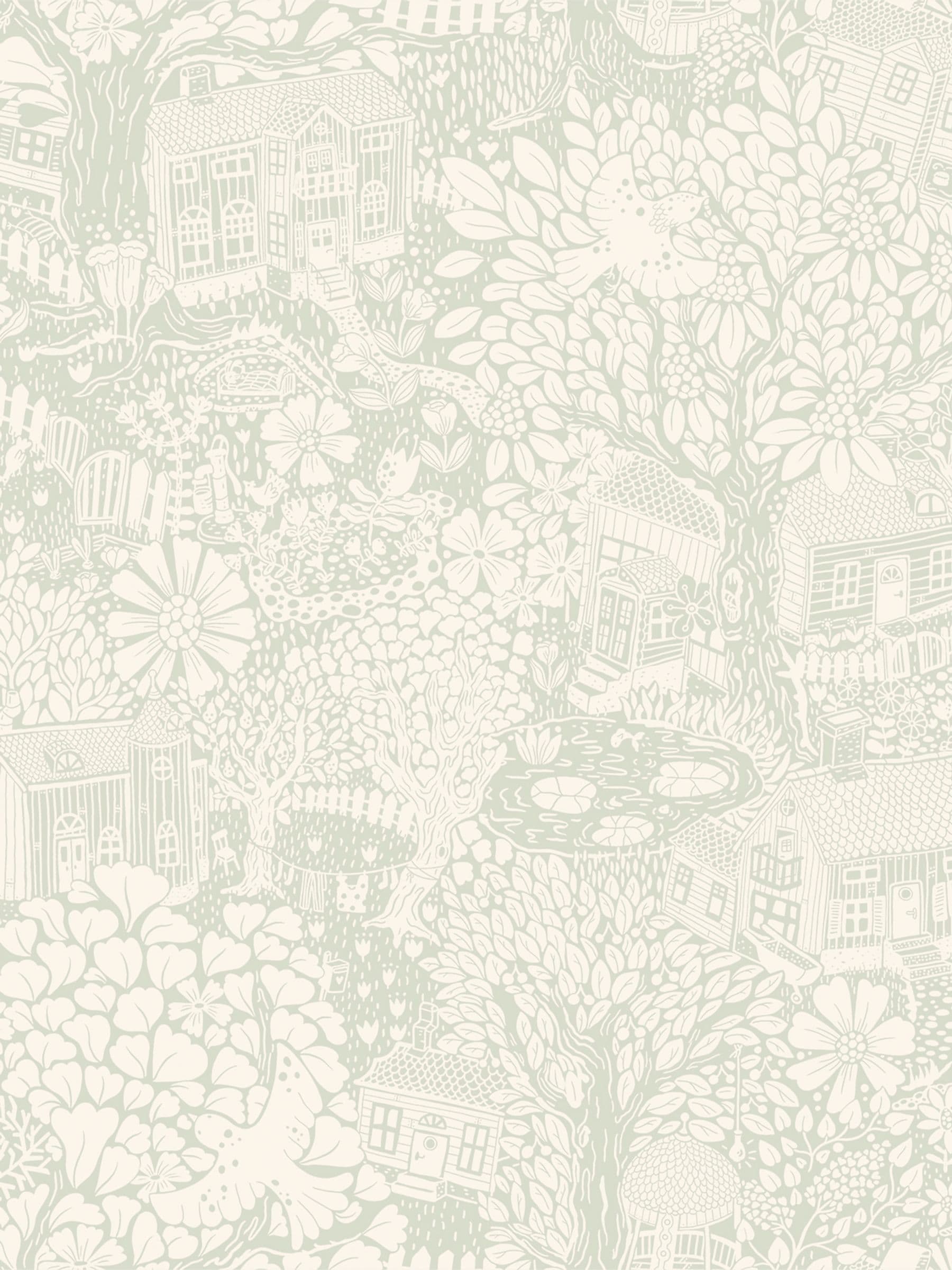 Galerie Green Sommarang Woodland wallpaper 10m roll, imported from the UK
