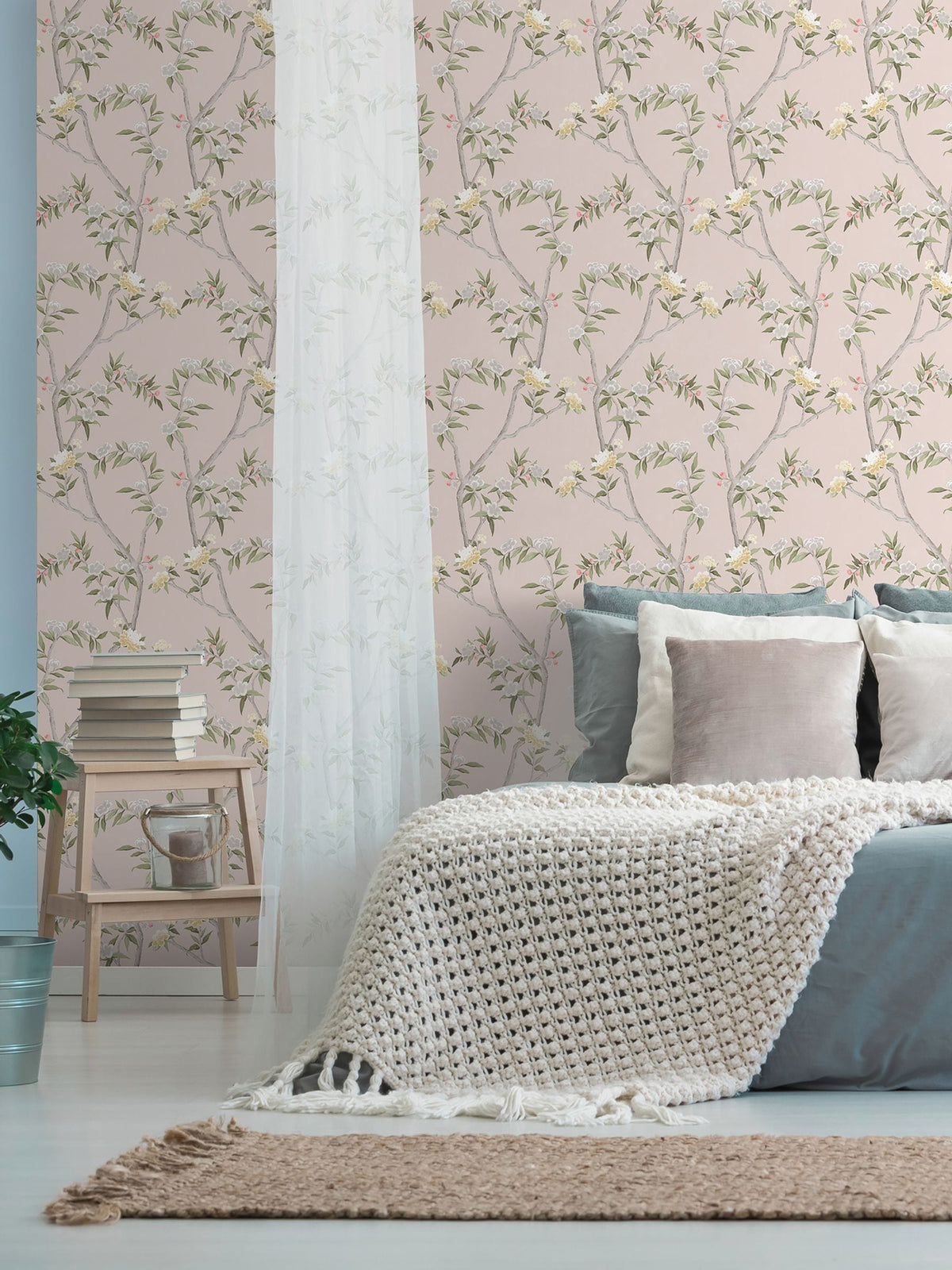Galerie Pink Spring Blossom Chinoiserie 10M Wallpaper