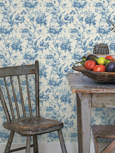 Next Galerie Blue French Country Floral Print 10M Wallpaper- Buy online at McGrocer