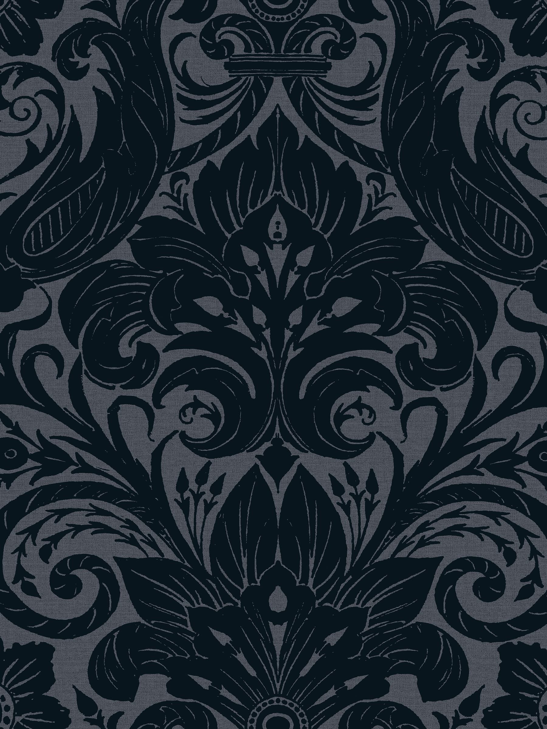 Laurence Llewelyn-Bowen Damask Sauvage flock wallpaper roll (British brand)