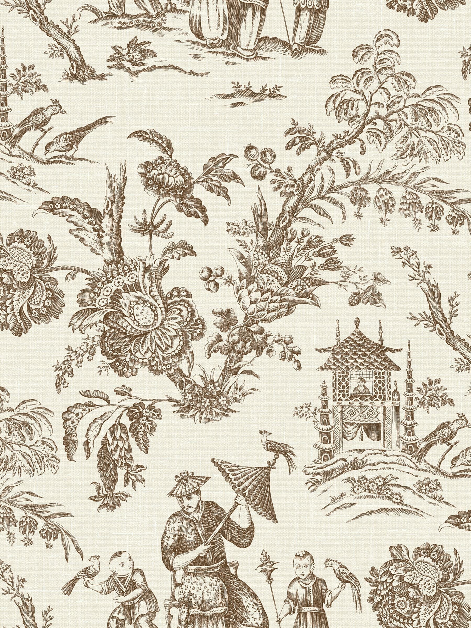 Galerie Bronze Brown French Country Toile wallpaper, imported from the UK