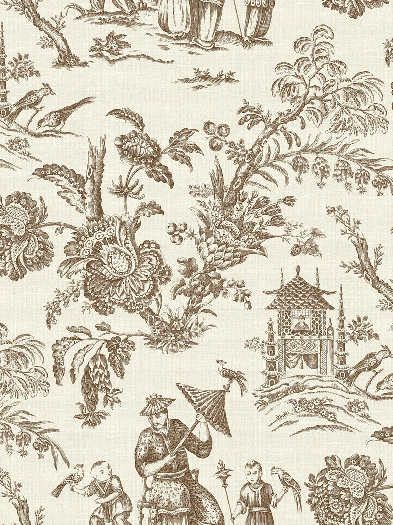 Galerie Bronze Brown French Country Toile wallpaper, imported from the UK
