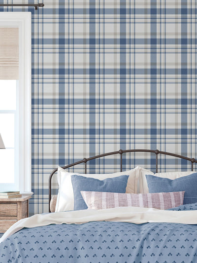 Next Galerie Blue Spring Blossom Plaid Wallpaper 10M- Buy online at McGrocer