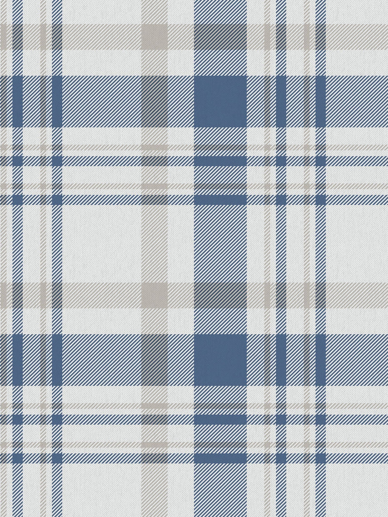 Galerie wallpaper Blue Spring Blossom Plaid 10m, imported from the UK