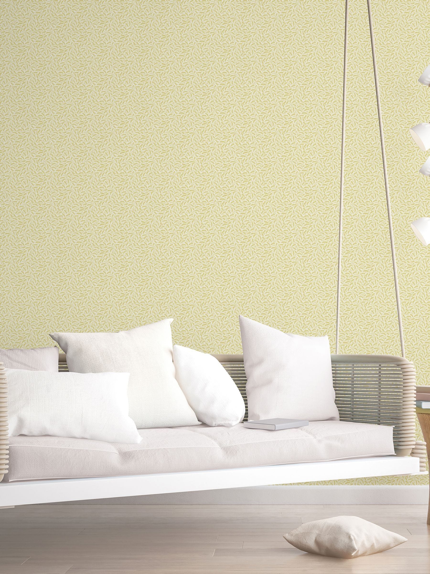Galerie yellow French country leaf wallpaper 10m (British brand)
