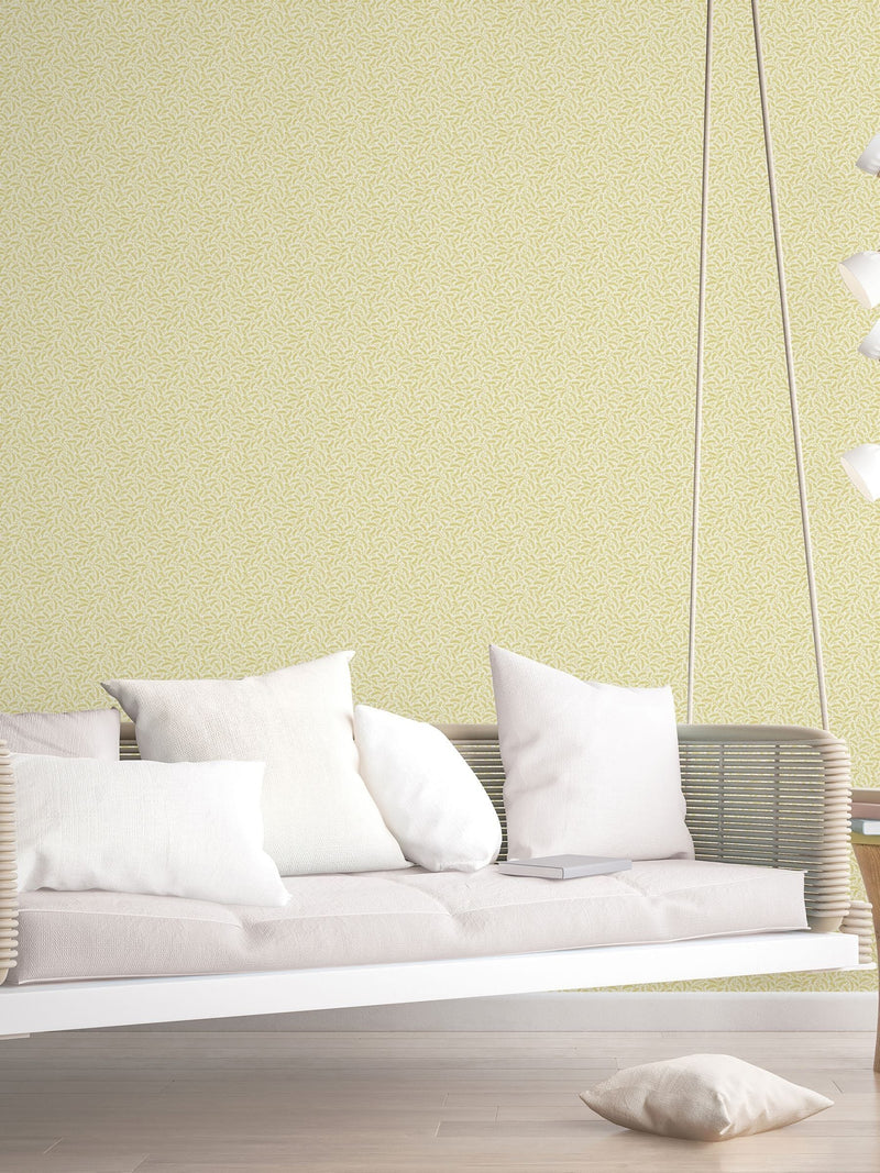 Galerie yellow French country leaf wallpaper 10m (British brand)