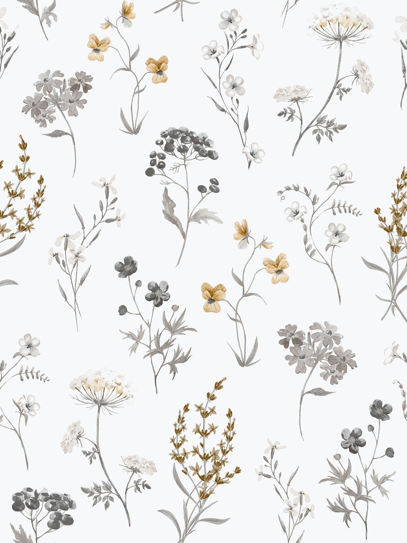 Galerie silver grey spring blossom botanical wallpaper 10m, imported from the UK