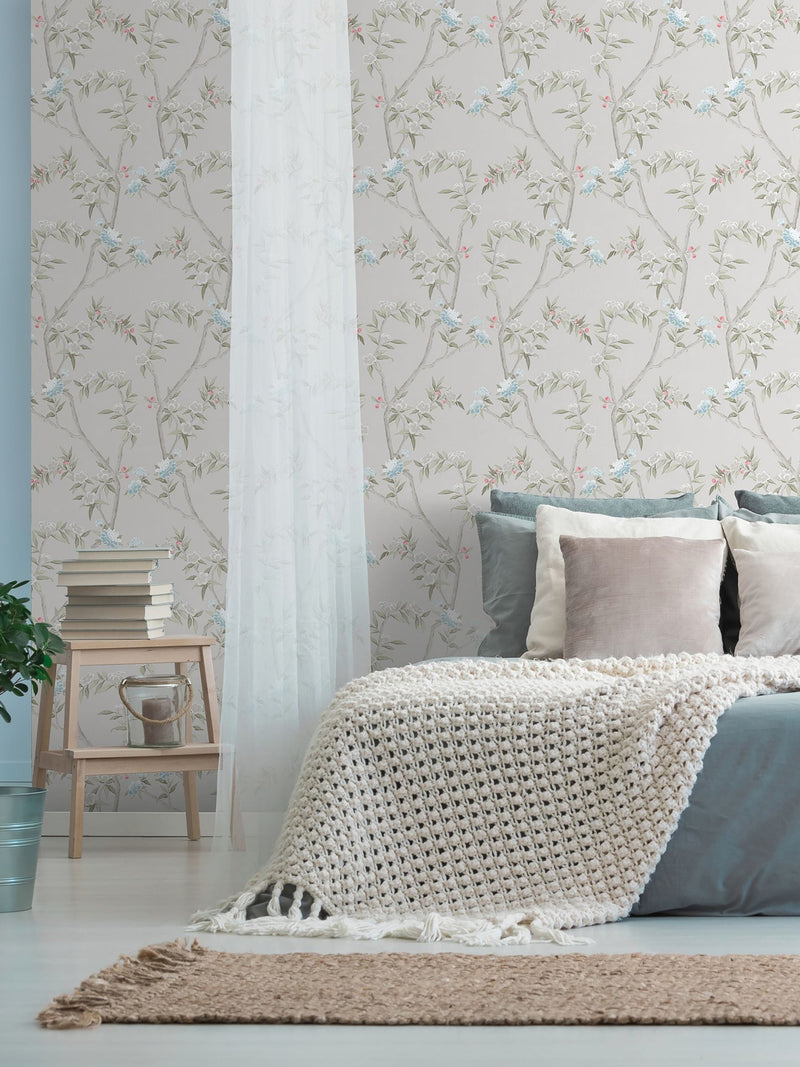 Galerie White Spring Blossom Chinoiserie 10M Wallpaper