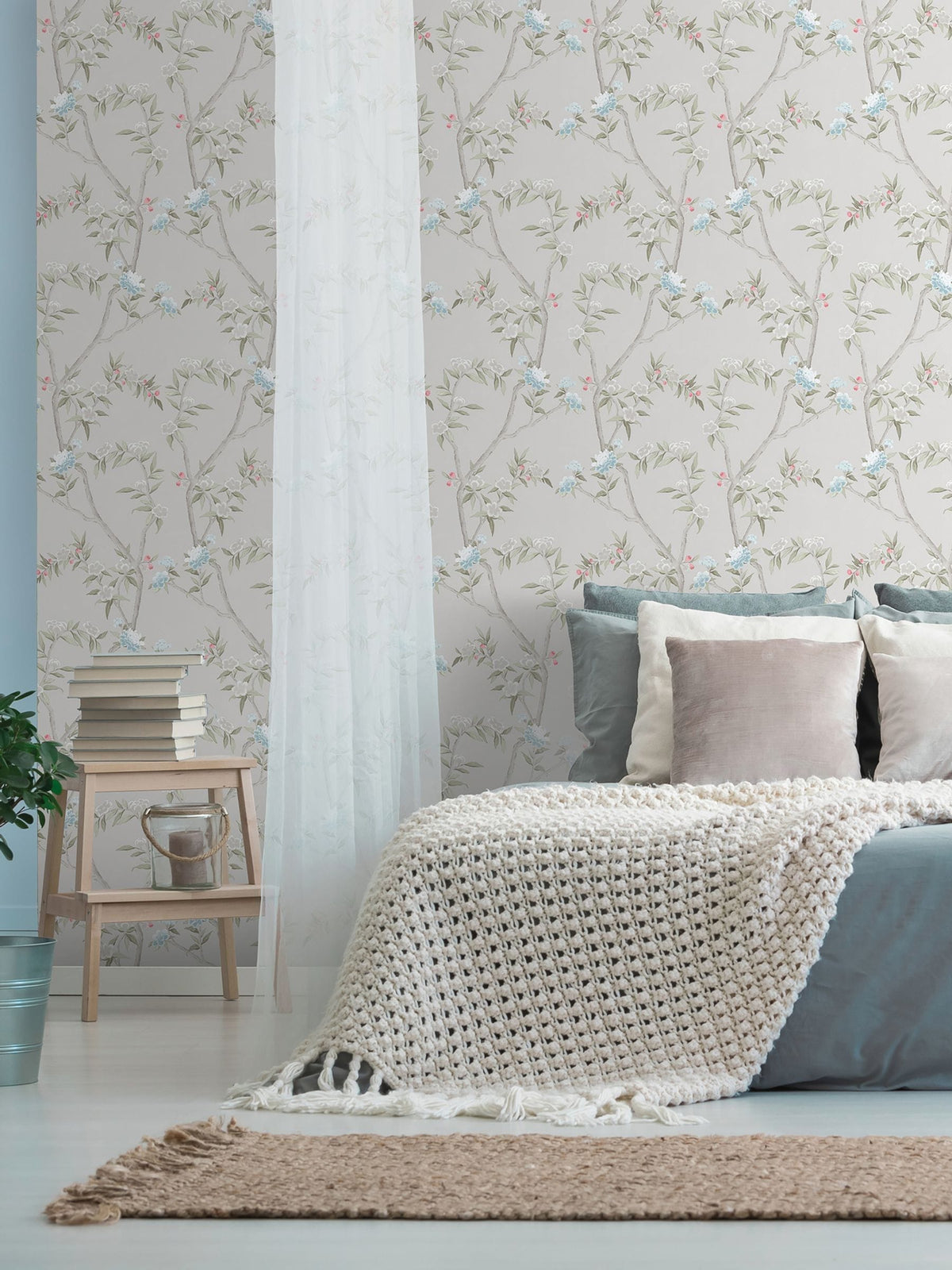 Galerie White Spring Blossom Chinoiserie 10M Wallpaper