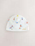 Blue Nautical baby hat and bib set 0-18mths - British product