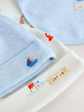 Blue Nautical baby hat and bib set 0-18mths - British product