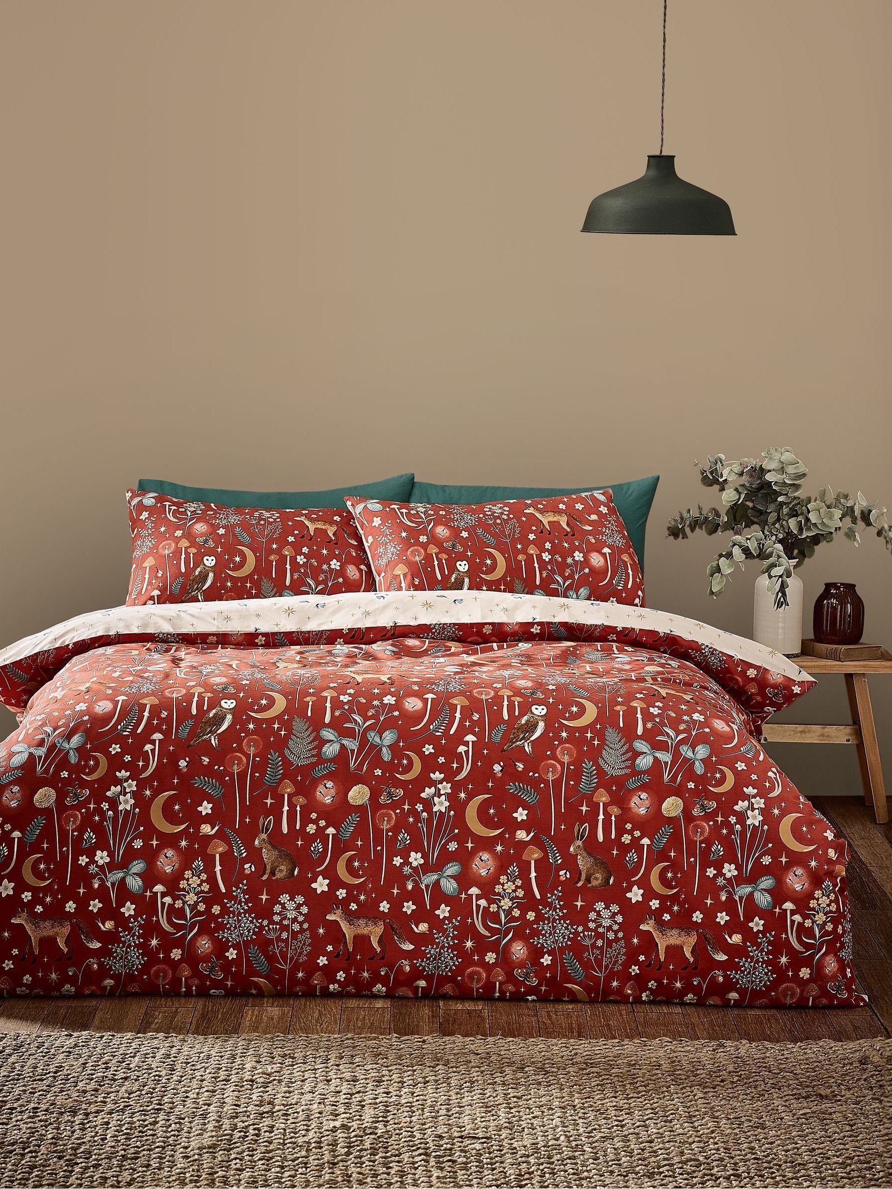 Catherine Lansfield burnt orange enchanted twilight animal duvet cover set - British product