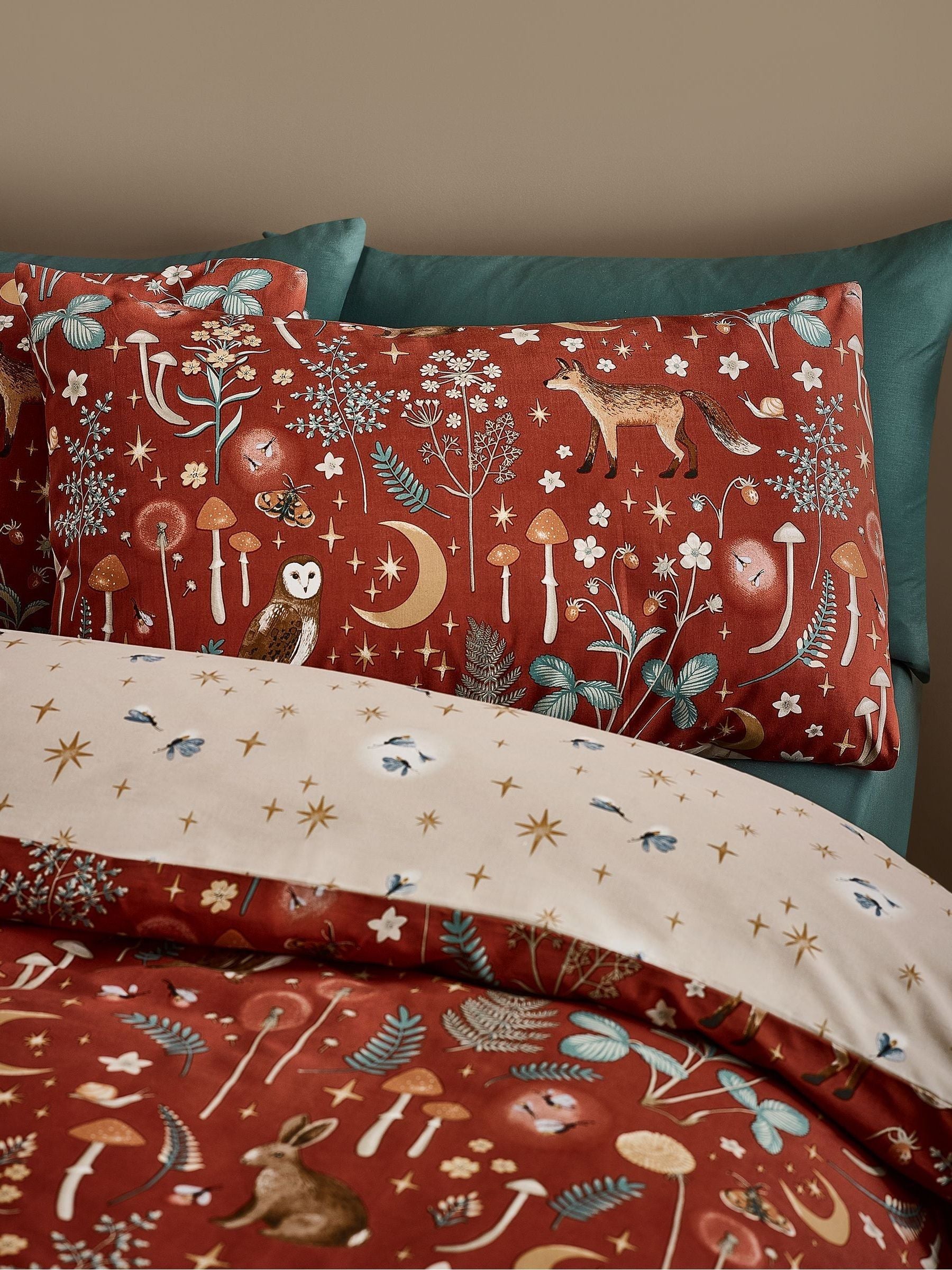Catherine Lansfield Burnt Orange Enchanted Twilight Animal Duvet Cover Set