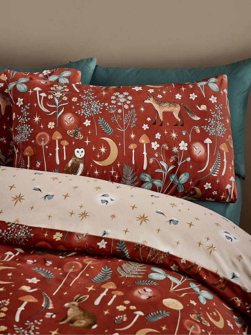 Catherine Lansfield Burnt Orange Enchanted Twilight Animal Duvet Cover Set