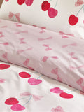 Catherine Lansfield pink cherries bows reversible duvet cover set - British product