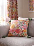 Lucy Tiffney cushion Orange Campion floral print 50cm, UK version