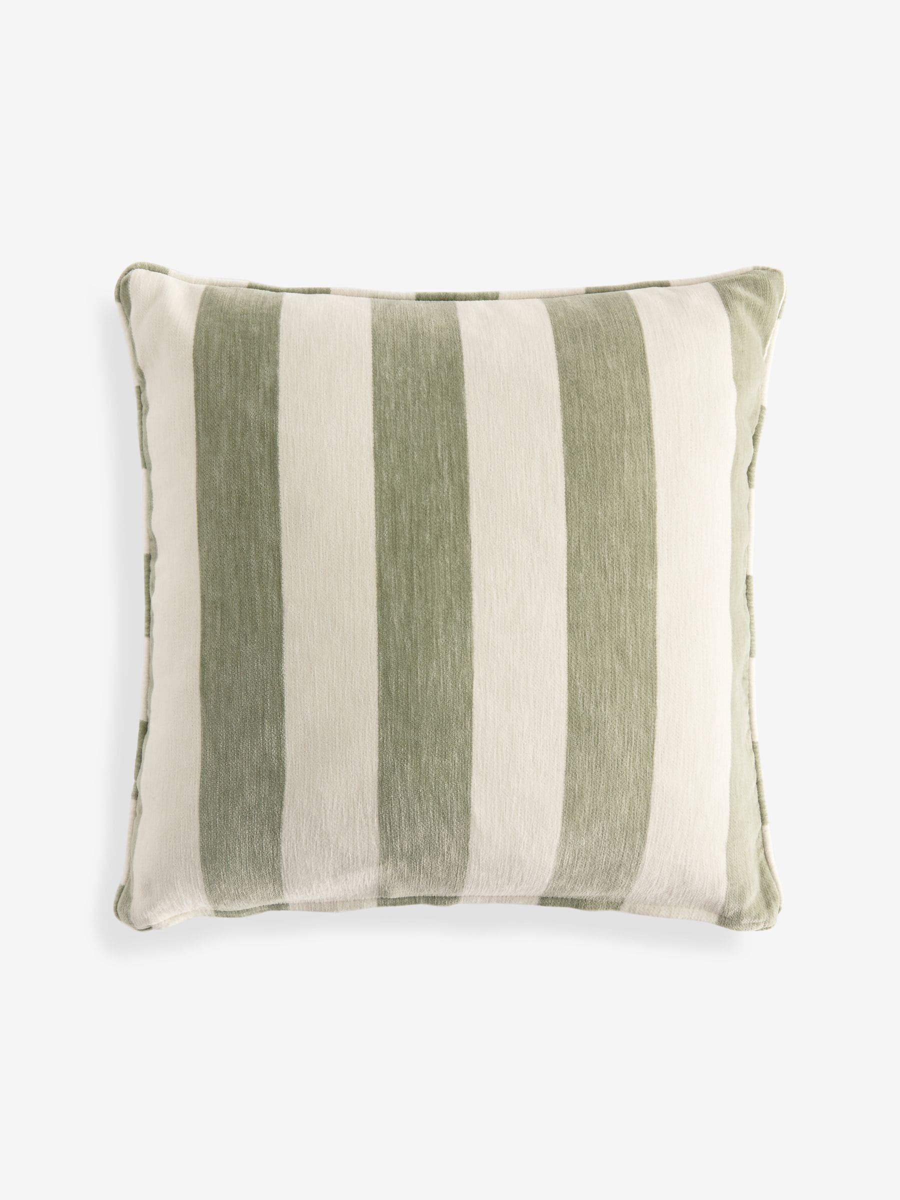 Sage green chenille stripe cushion 50x50cm, UK version
