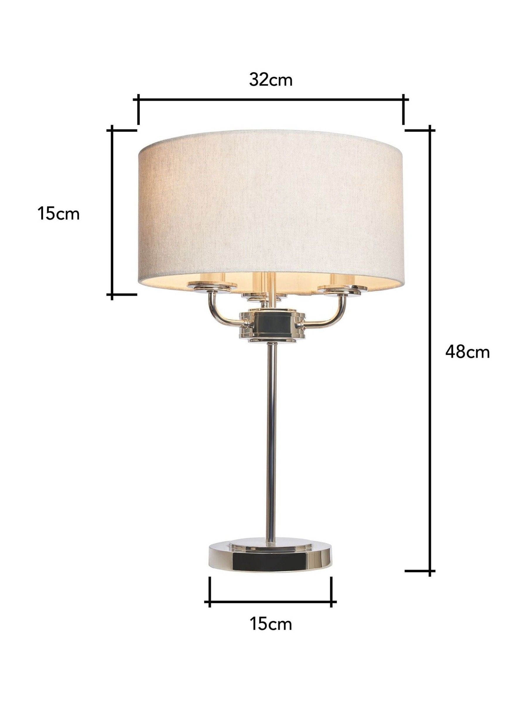 BHS Henry 3-light table lamp polished nickel grey - British product
