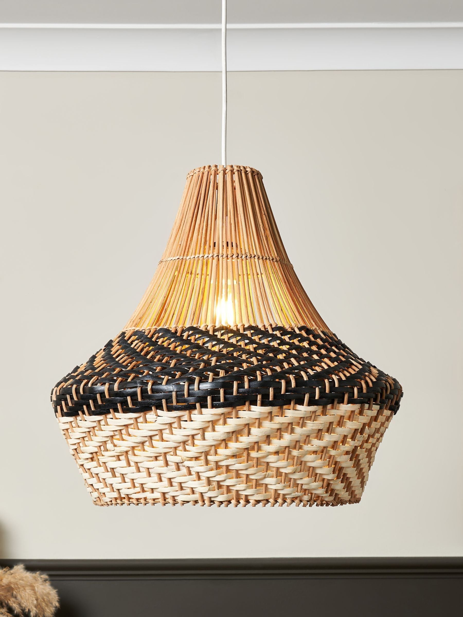BHS ceiling light mixed coloured rattan shade 45cm - British product
