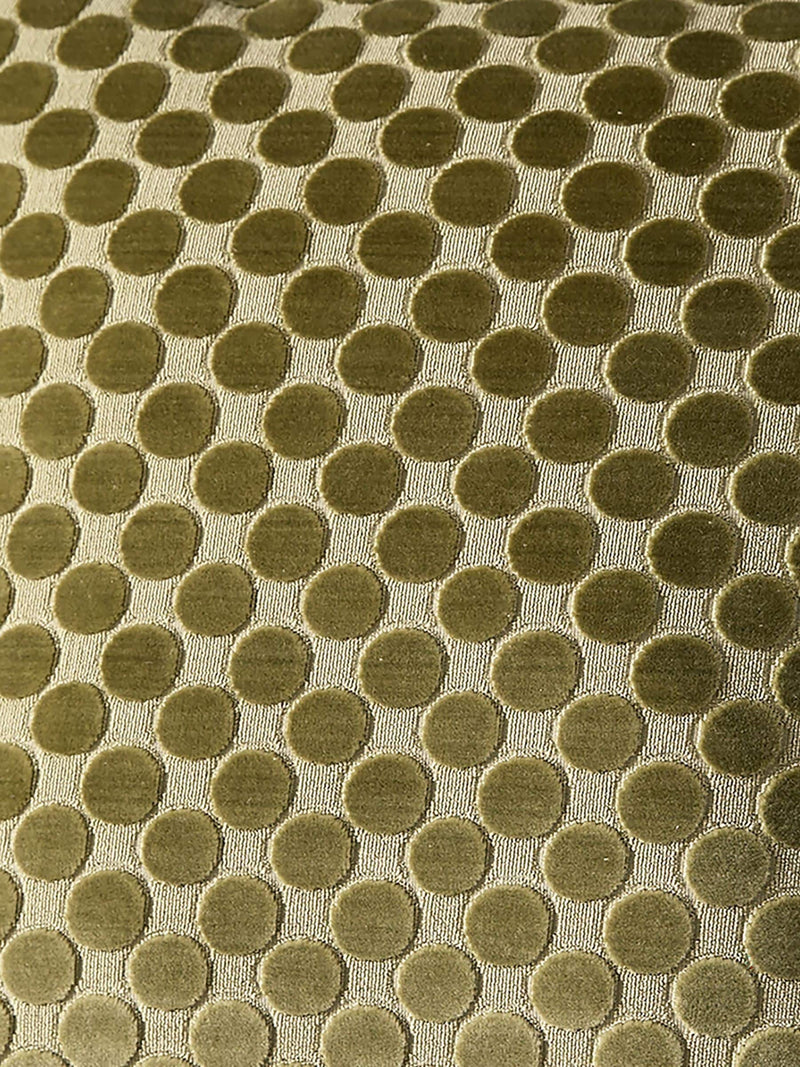 Soiree green velvet spot cushion 43cm, imported from the UK
