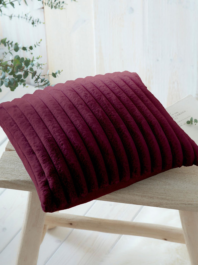 Appletree Burgundy Morritz Faux Fur Filled Cushion