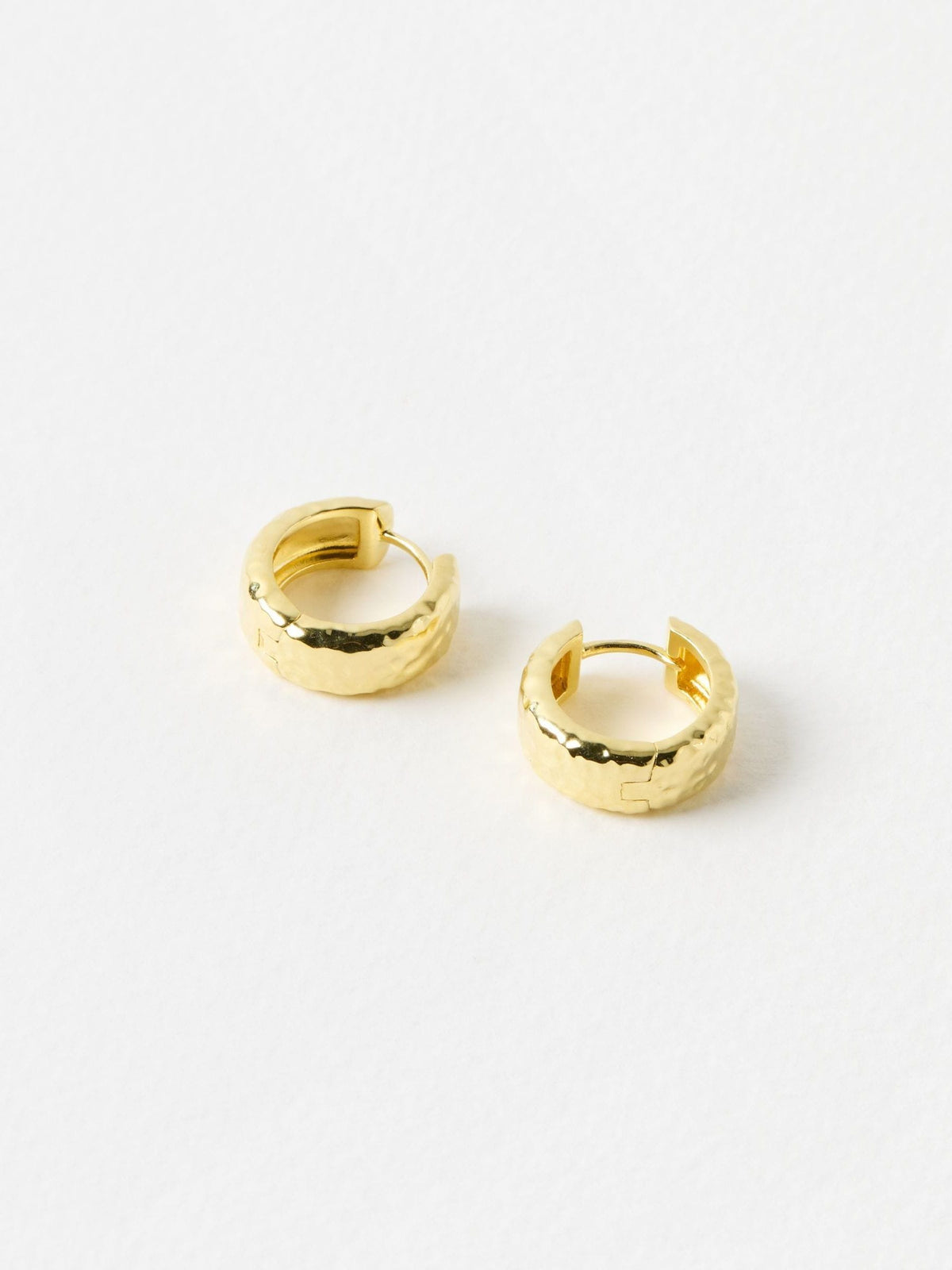 Chunky Hammered Hoop Earrings with Clicker Closure