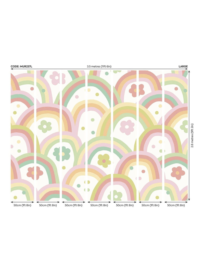 Origin Murals green rainbow wobble wall mural 3.5M x 2.8M (British brand)