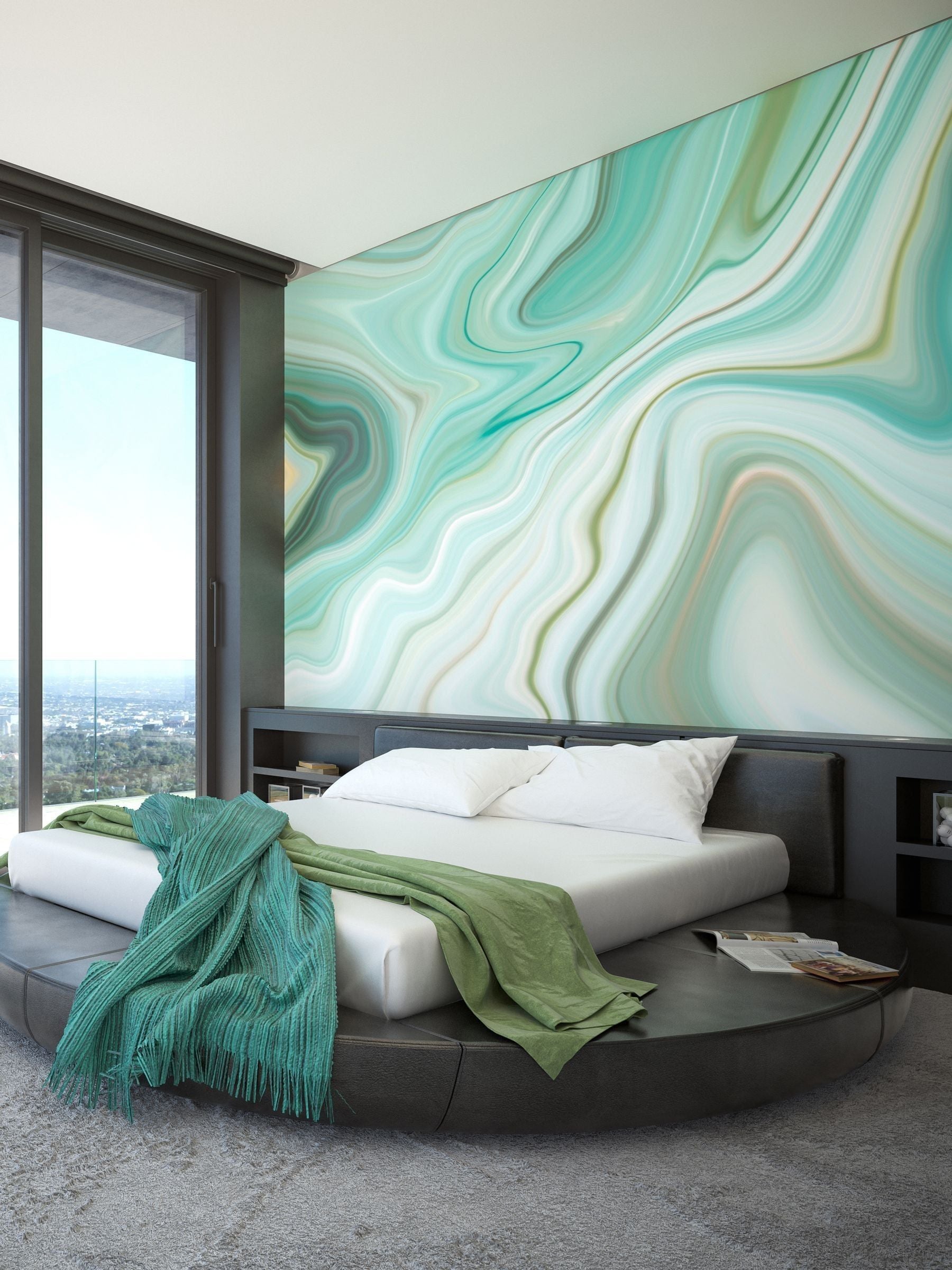 Origin Murals Emerald Marbled Ink 3.5M x 2.8M Wall Mural