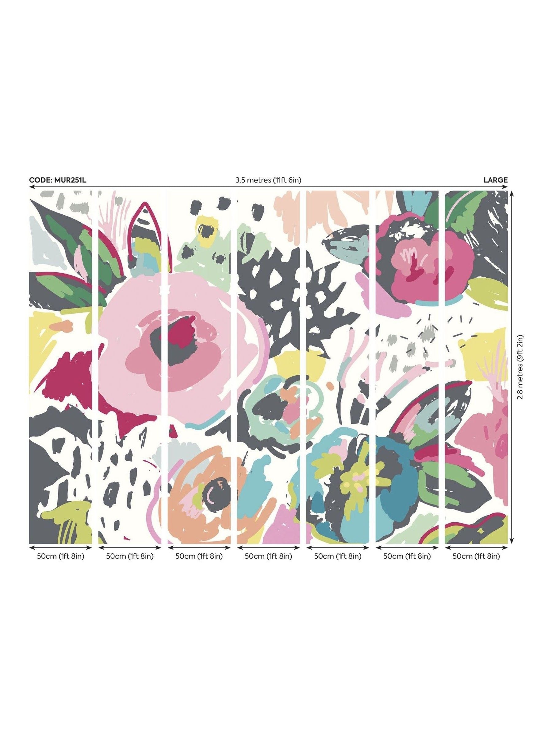 Origin Murals pink abstract floral wall mural, imported from the UK