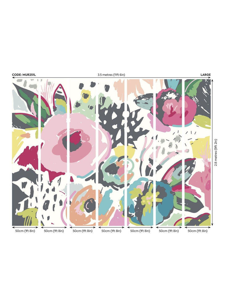Origin Murals pink abstract floral wall mural, imported from the UK