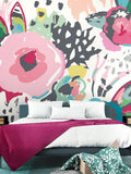 Origin Murals pink abstract floral wall mural, imported from the UK