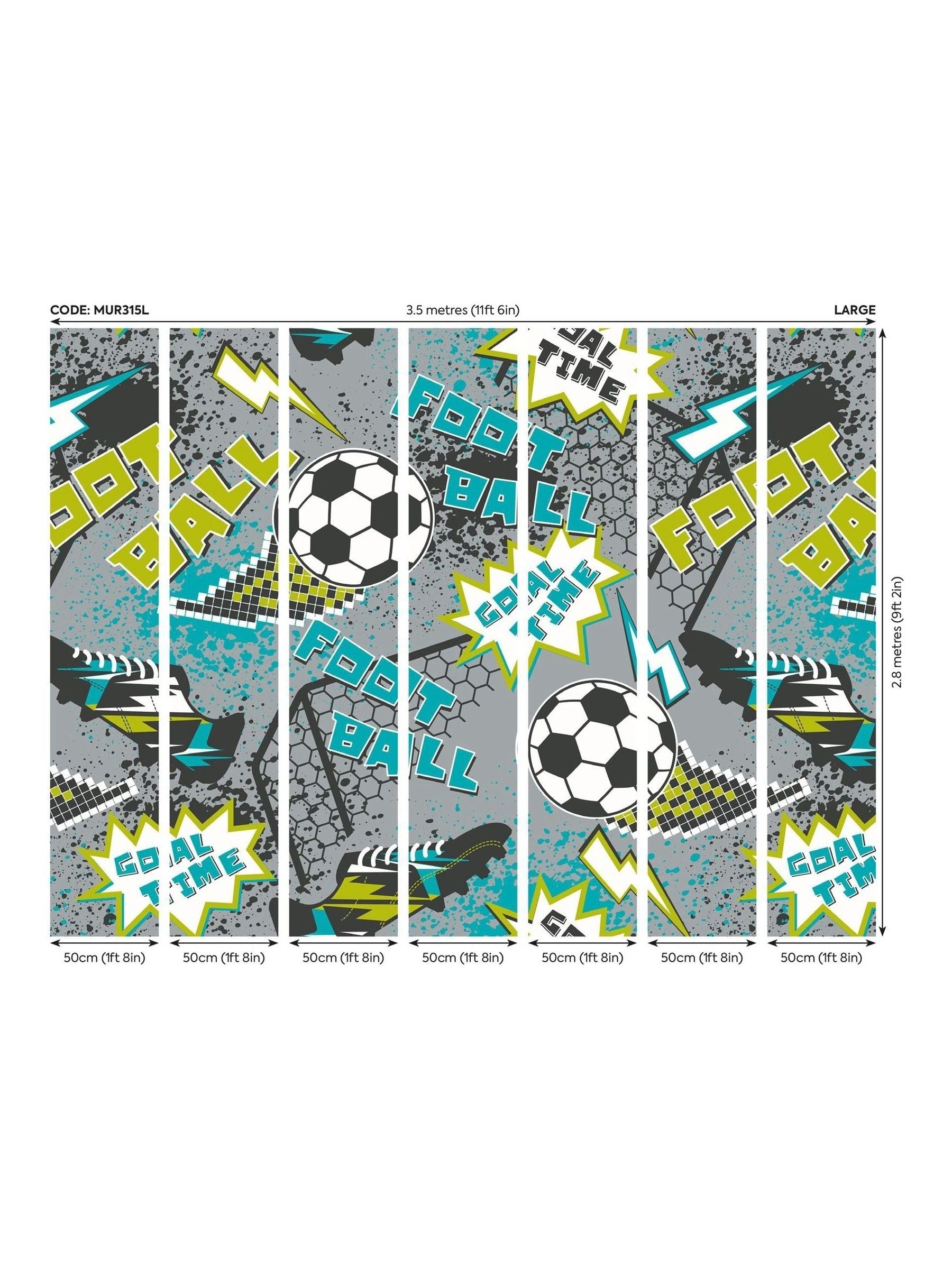 Origin Murals wall mural grey graphic pixel football 3.5m x 2.8m (British brand)