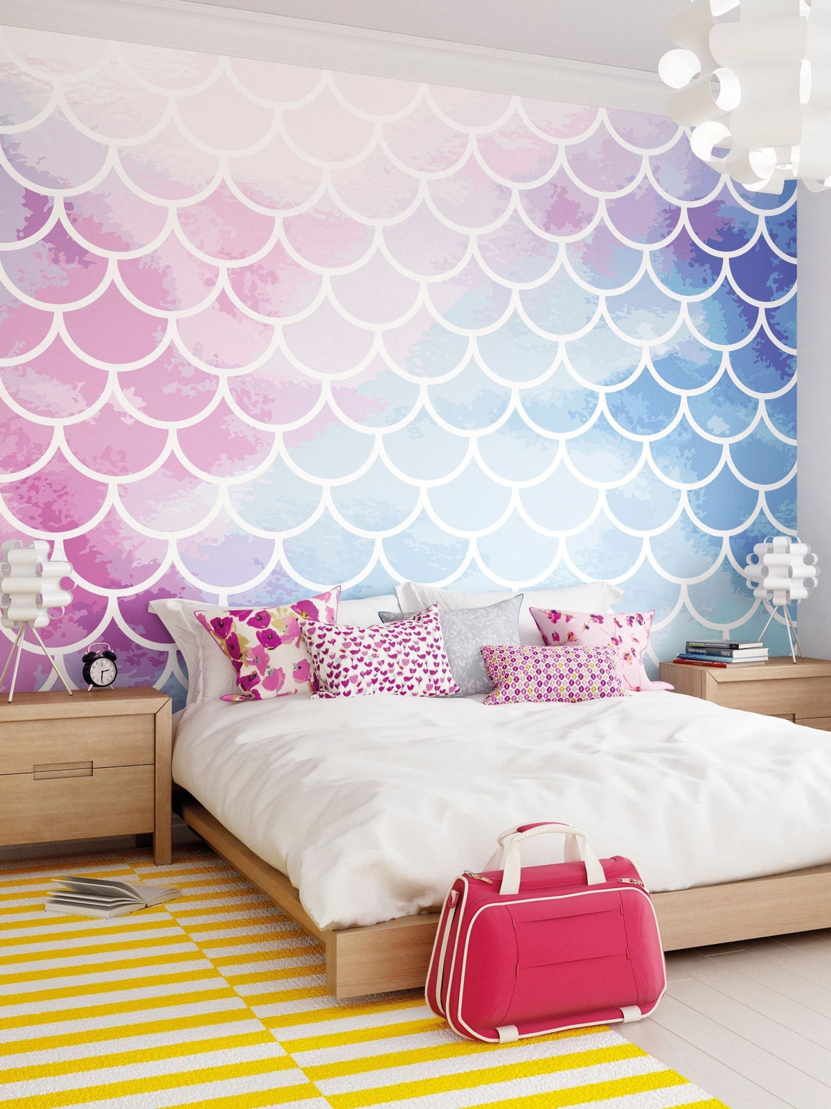 Origin Murals pastel watercolour mermaid scales wall mural, UK version