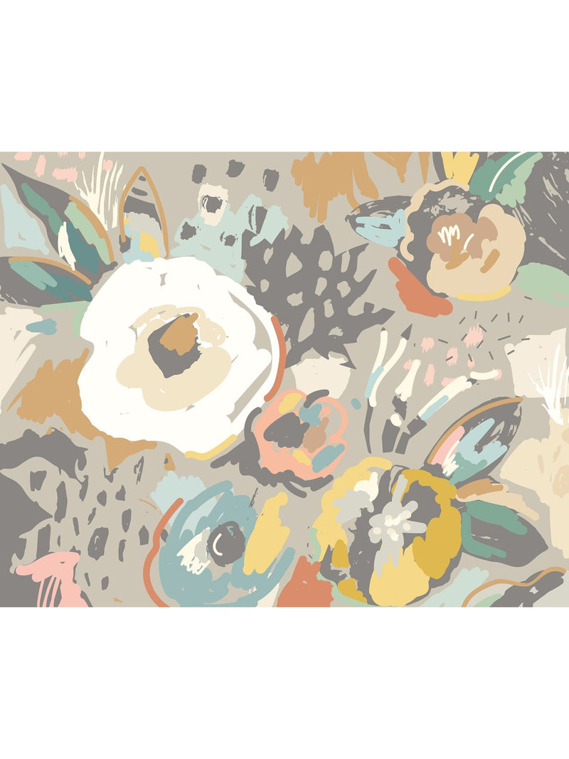 Origin Murals Grey Abstract Floral 3.5M x 2.8M Wall Mural