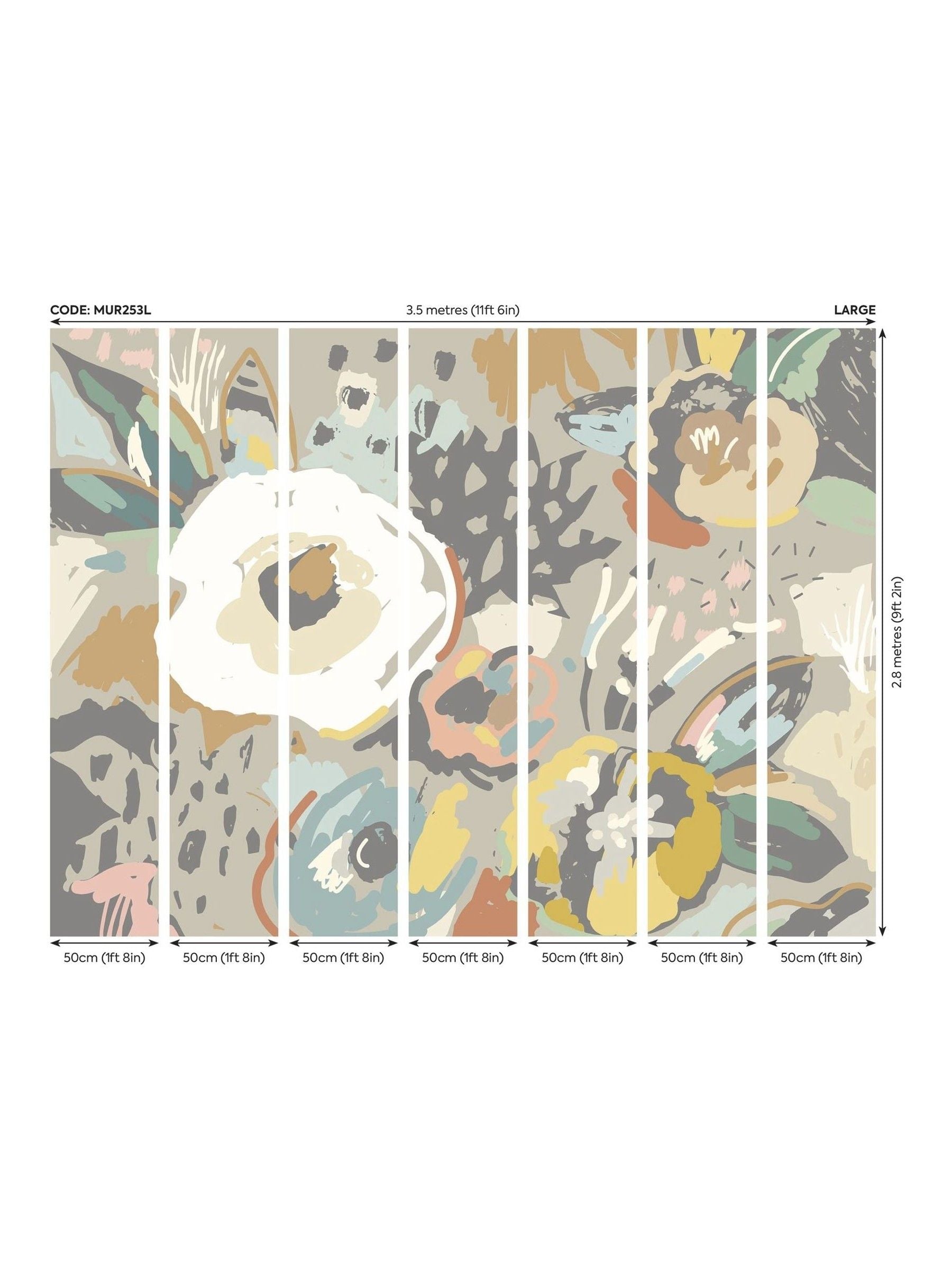 Origin Murals Grey Abstract Floral 3.5M x 2.8M Wall Mural