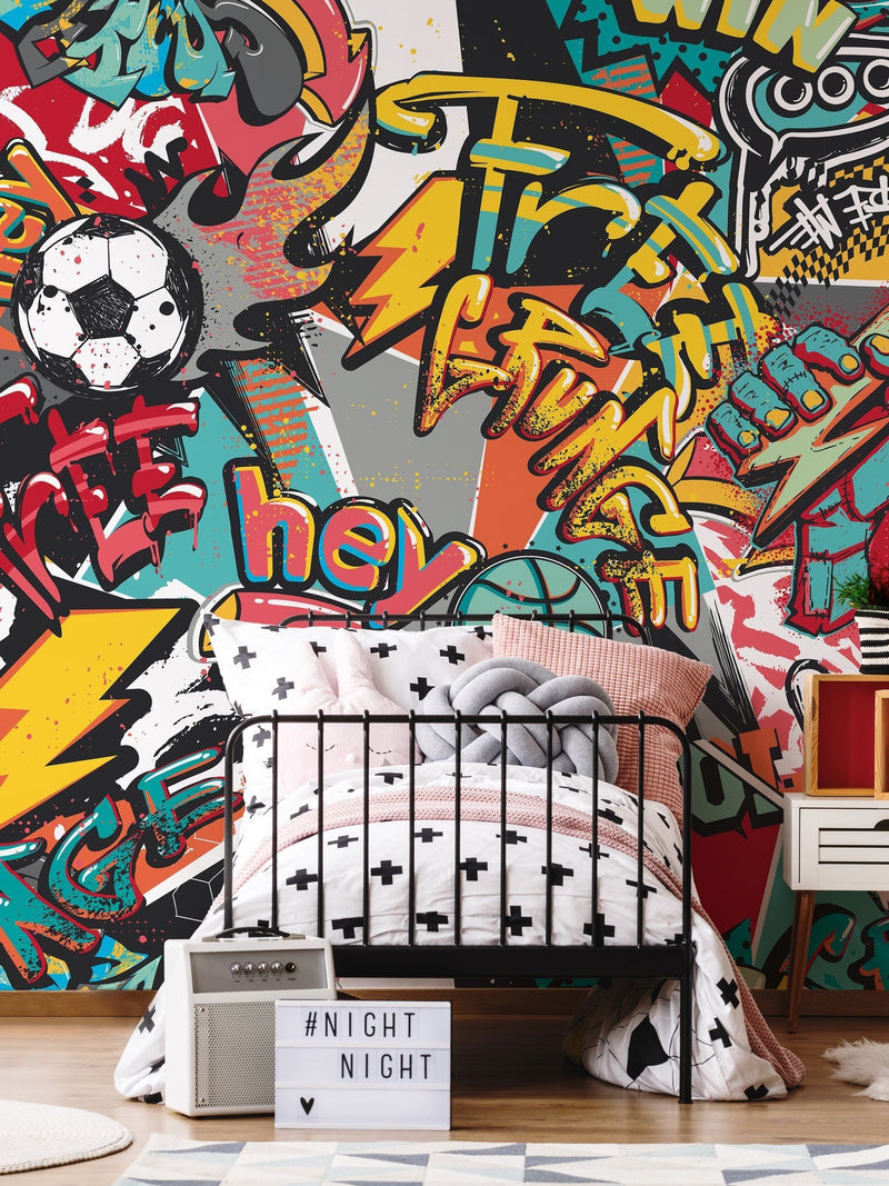Origin Murals Red Sports Graffiti 3.5M x 2.8M Wall Mural