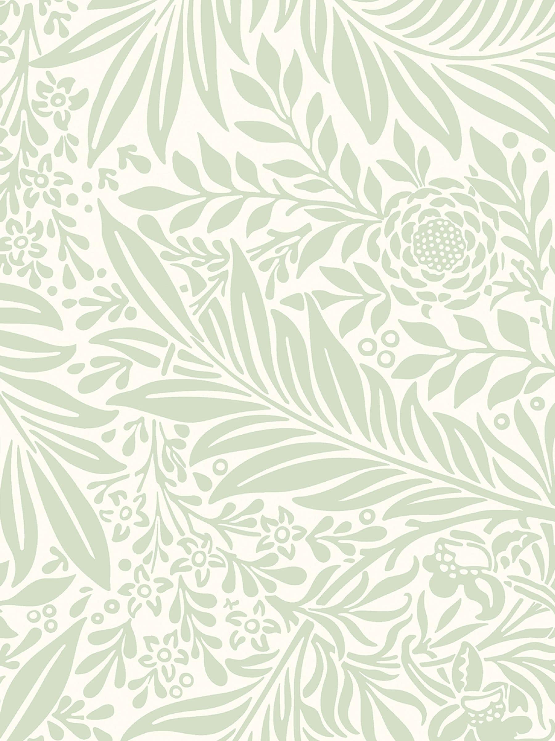 Hoopla Walls Sage Ditsy Leaf Stripe A4 Wallpaper Sample