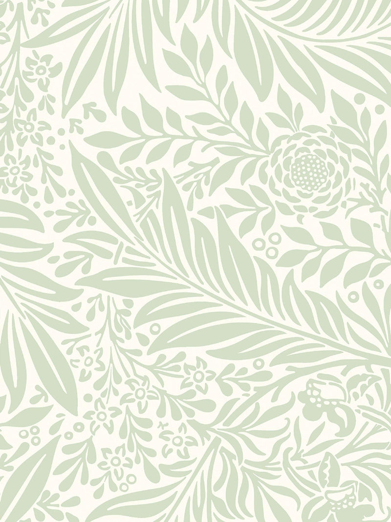 Hoopla Walls Sage Ditsy Leaf Stripe A4 Wallpaper Sample
