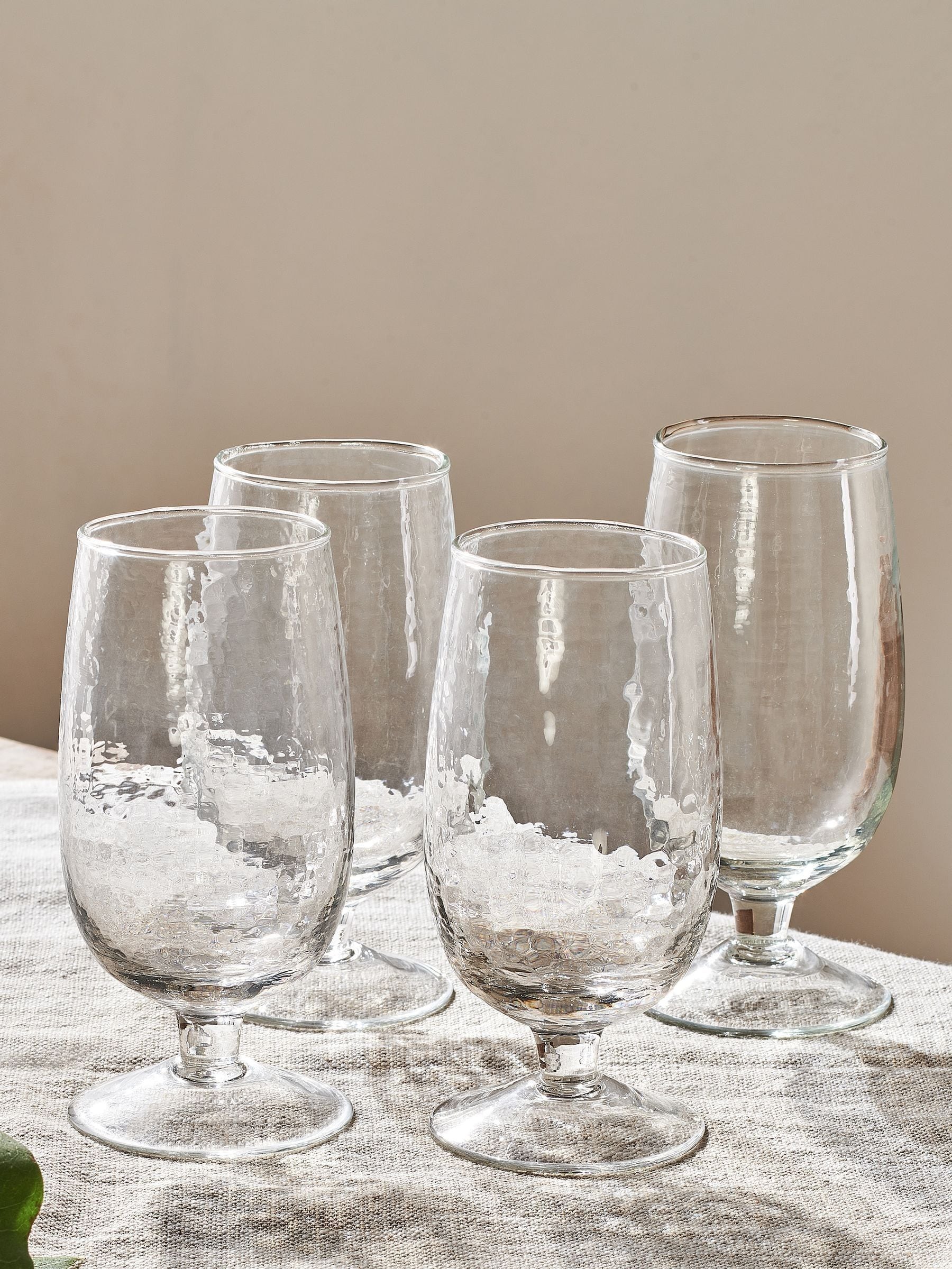 Nkuku Yala hammered tumbler glasses set of 4, imported from the UK