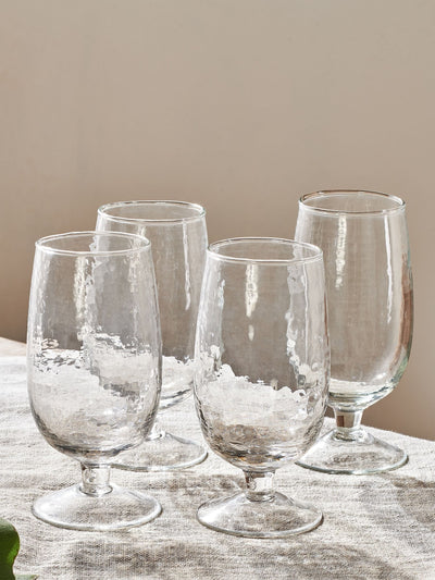 Next Nkuku Set of 4 Clear Yala Hammered Long Tumbler Glasses 16cm Height- Buy online at McGrocer