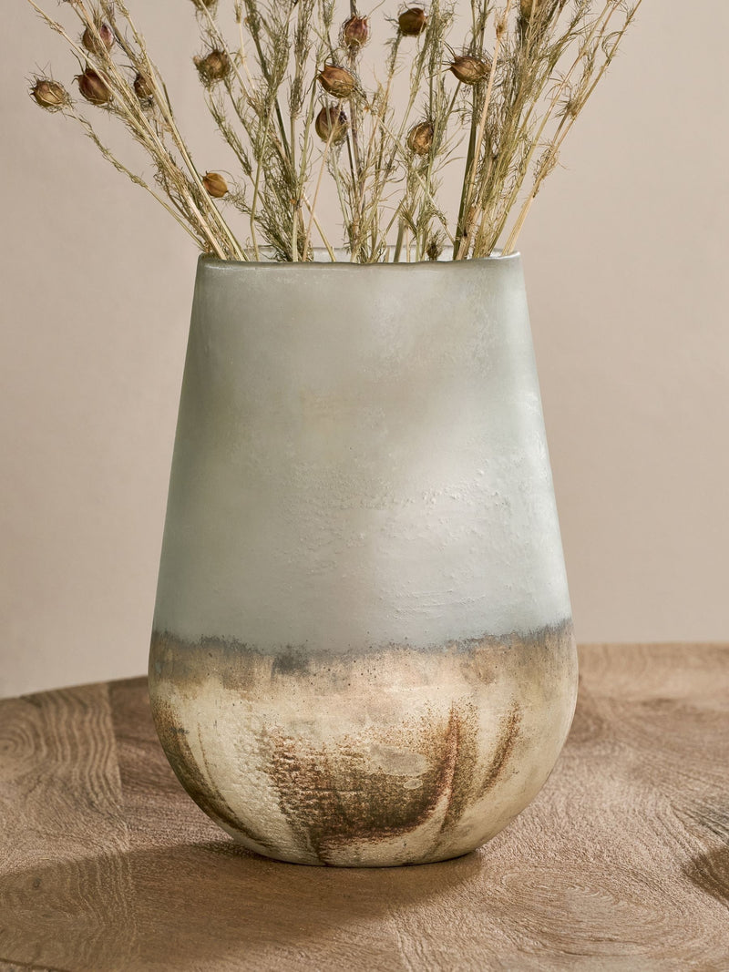 Nkuku Smoke Ngolo glass vase 28cm, imported from the UK