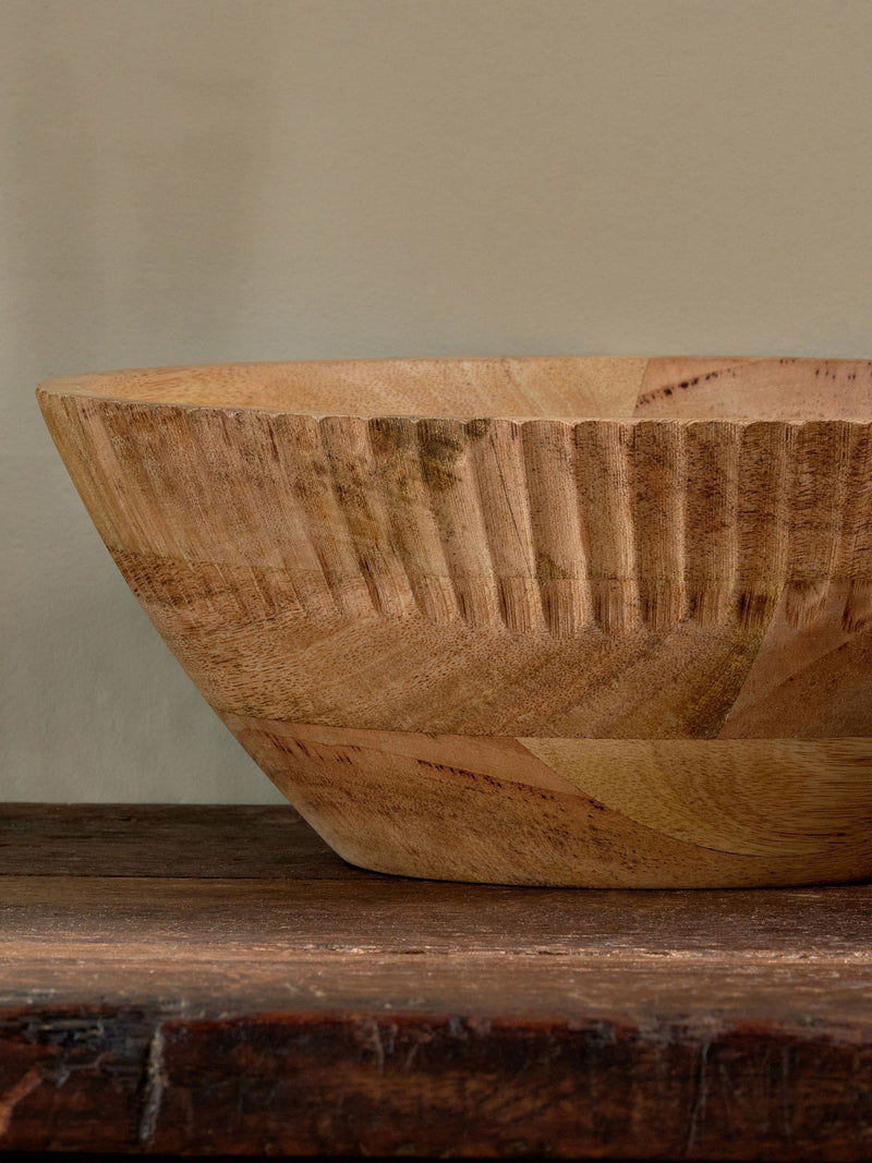 Nkuku Gavivi mango wood bowl with hand-carved detailing (British brand)