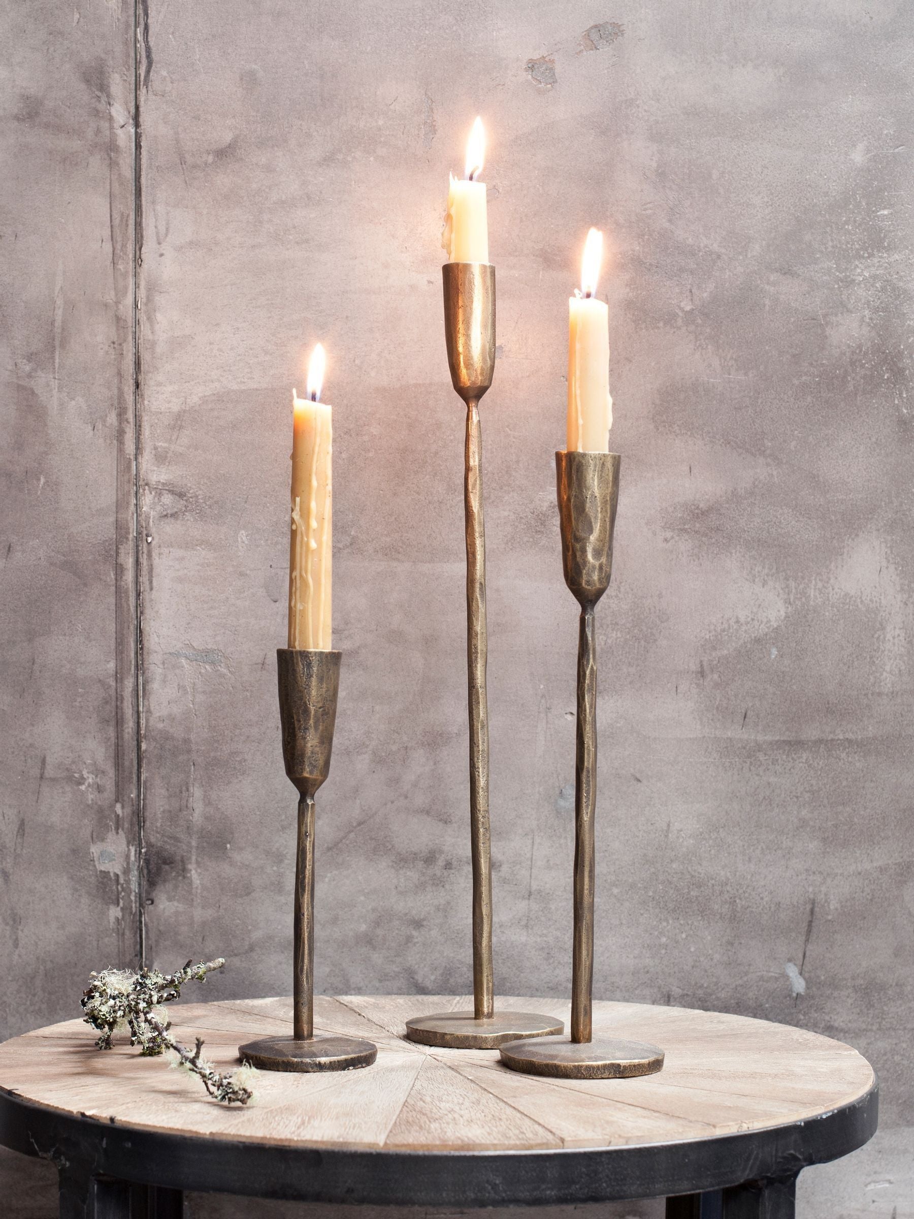 Nkuku Brass Mbata Large Candlestick, imported from the UK