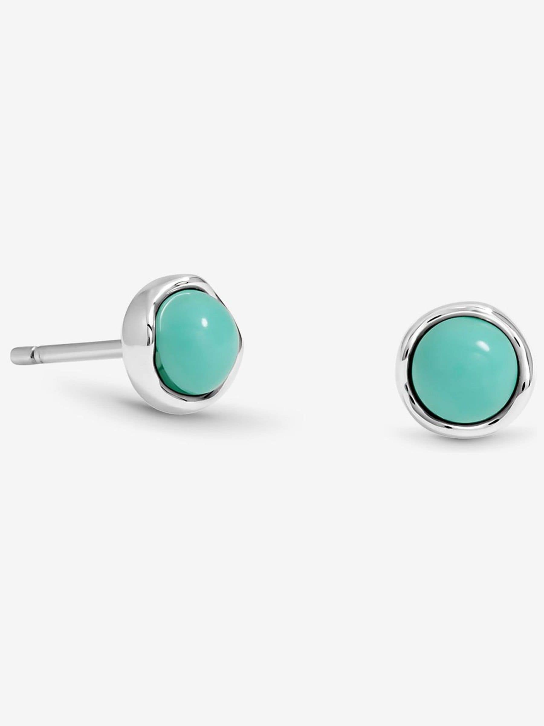 Turquoise Stud Earrings in Sterling Silver with Post Back, 6.8mm