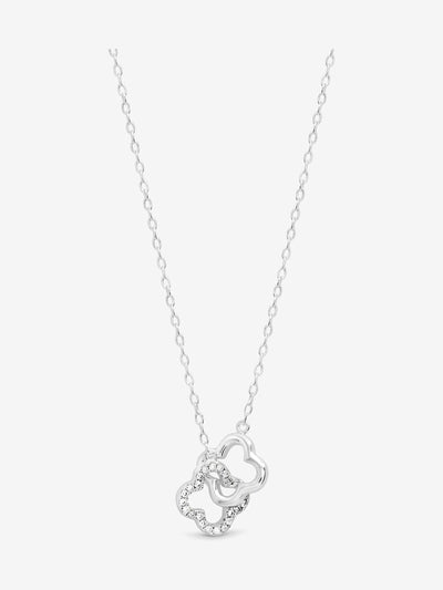Sterlingsilber-Pflasterkleeblatt-Verbindungshalskette mit 16-Zoll-Kette