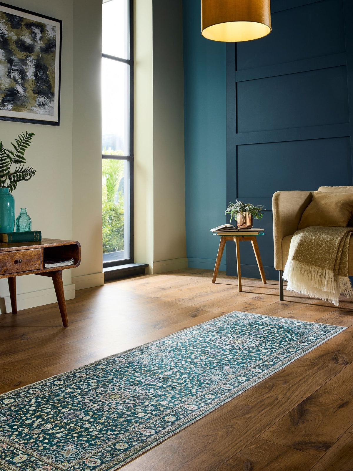 Origin washable runner rug emerald 200cm, imported from the UK