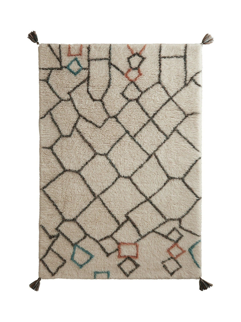 Origin Rugs white Berber wool rug with chain design (British brand)