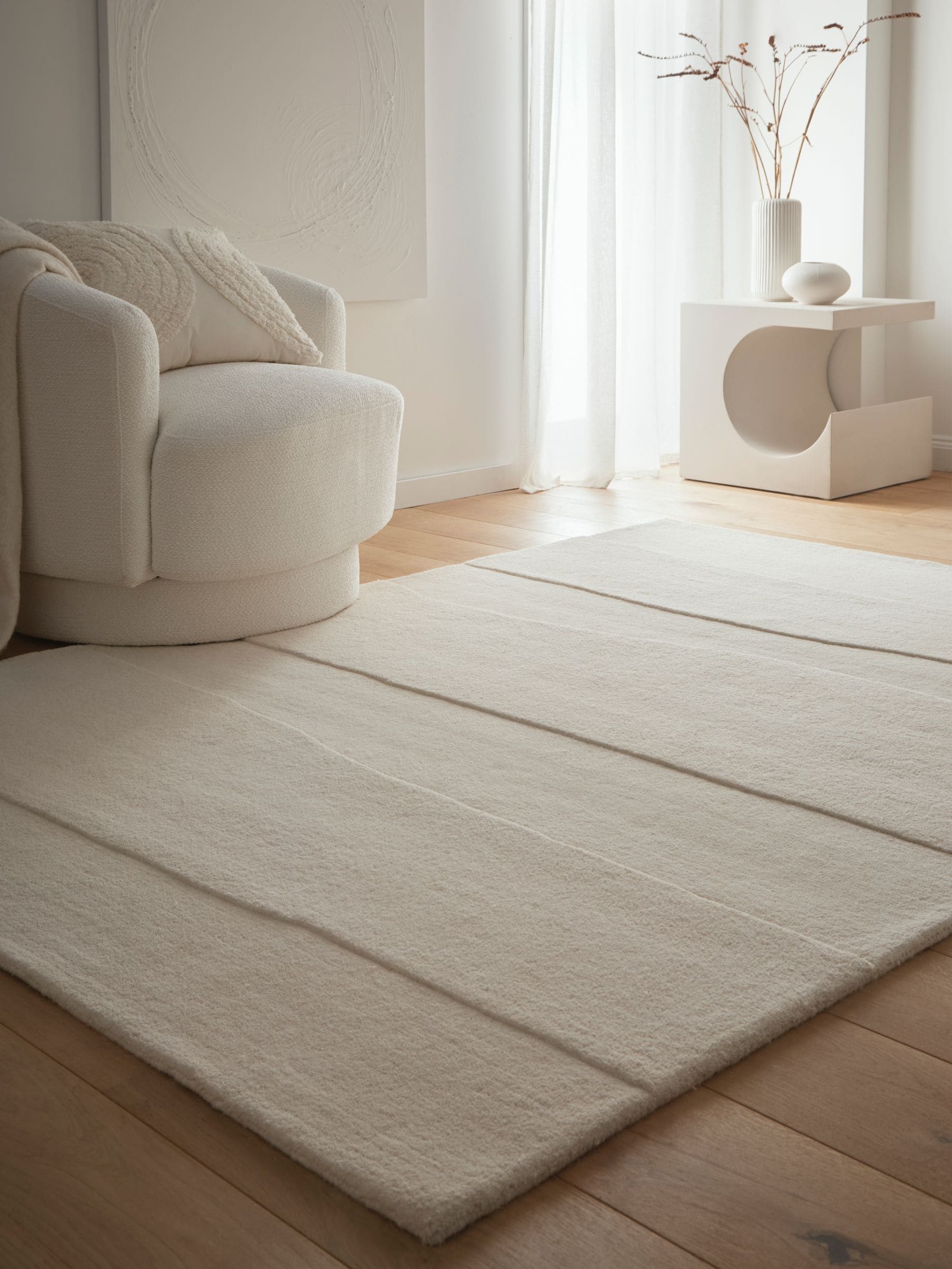 Origin cream sculptured rock wool rug (British brand)