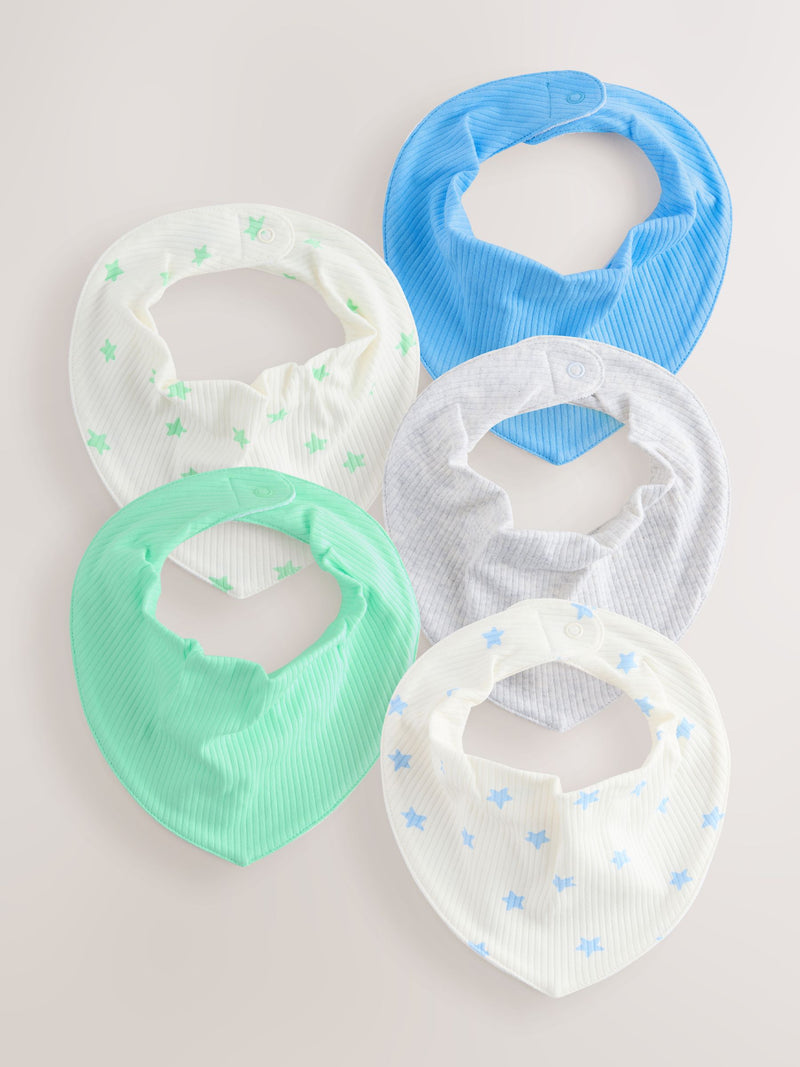 Baby dribble bibs 5 pack blue and green (British brand)